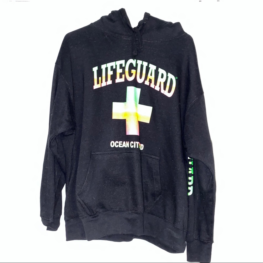 Lifeguard Beach Hoodie Sweatshirt Large Ocean City